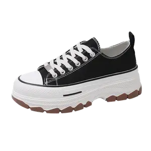 EGCHI Женские низкие кэжуал кеды черные, цвет Black