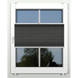 Жалюзи Plissee simple защита от света без сверления, закрепляемая с помощью крепежных зажимов, по размеру Indeko, антрацит