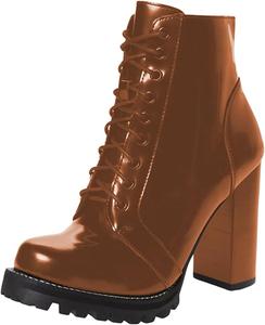 Женские ботильоны FOWT на высокой массивной подошве с кружевной шнуровкой, с округлым носком, на платформе, короткие, легкие, ковбойского стиля, повседневные, для осени, удобные, мягкие, для ходьбы, размеры 4-16 US, Brown