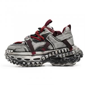 BINGO DUCK Скользоустойчивые дышащие утепленные низкие массивные кроссовки мужские серо-красные, цвет Gray Red