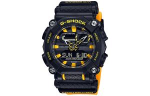 CASIO Часы Men Liquid Crystal/Analog Dual Display Series Black Watch GA-900A-1A9, Black Dial Yellow Strap