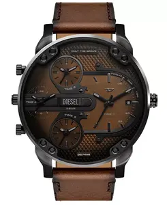 Мужские тонкие кварцевые часы Mr. Daddy с тремя стрелками и датой, коричневые кожаные часы, 54 мм Diesel, brown