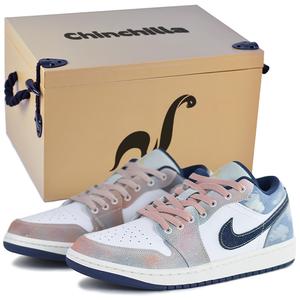 Jordan Винтажные баскетбольные кроссовки Air 1 мужские низкие синие/розовые непарные подарочная коробка 05, цвет Mismatched-Gift Box 05