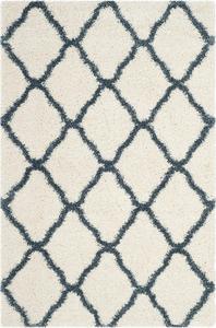 Ковер SAFAVIEH, 61 x 92 см, Hudson Shag Collection, Ivory & Slate Blue, Trellis Design, без линьки и простой в уходе, идеален для помещений с высокой проходимостью: прихожая, гостиная, спальня (SGH283T)