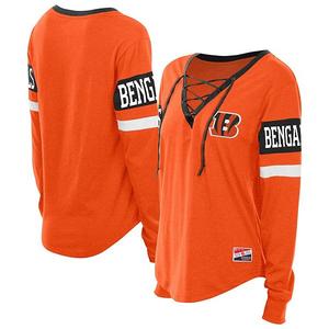 Женская оранжевая футболка cincinnati bengals throwback с длинным рукавом New Era
