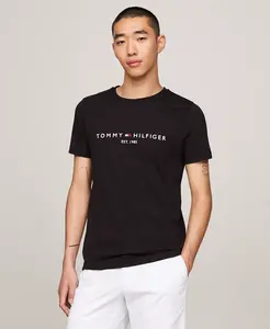 Мужская футболка с вышитым логотипом Regular-Fit Tommy Hilfiger, черный