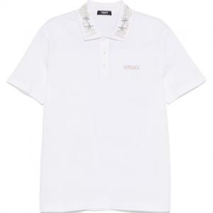 Поло с вышитым логотипом VERSACE, белый