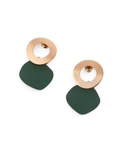Женские серьги-подвески с круглой пластиной - темно-зеленые SOHI, Green
