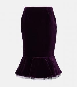 Пеплум юбка миди из хлопкового вельвета Nina Ricci, Purple