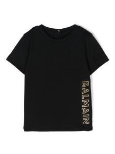 Balmain Kids футболка с тисненым логотипом, черный