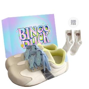 Низкие женские кроссовки для скейтбординга Coverage BINGO DUCK, Beige Blue+Exclusive Shoe Box+Gift Socks