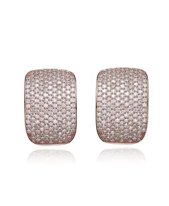 Квадратные серьги из стерлингового серебра с покрытием из белого золота и кубическим цирконием Genevive, gold