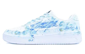 Понтонные лодки легкие, дышащие и нескользящие низкие кроссовки для скейтборда Unisex LINING, белый/синий