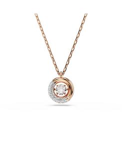 Кулон Dextera, круглая огранка, белый, с покрытием из розового золота Swarovski, Rose gold