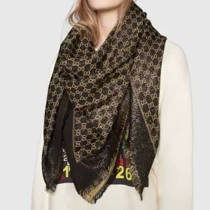 GUCCI Шаль Women's Black/Yellow Gold Silver