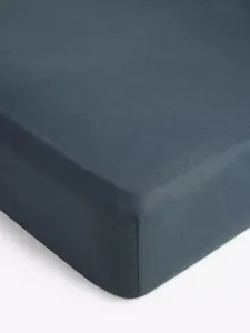 Простыня на резинке John Lewis Comfy & Relaxed Washed Linen Deep, цвет denim/blue