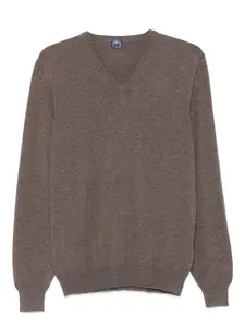 Свитер с V-образным вырезом Fedeli, коричневый