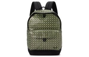 ISSEY MIYAKE Хлопковая женская сумка-рюкзак с кожаной спинкой черно-зеленая