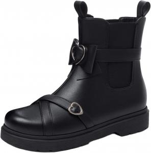 Женские ботильоны с низким каблуком 3 см, боковой молнией, платформой, для горничной, на щиколотке, модные Лолита, короткие ботинки-принцессы LYYSKY, Black(3-8)