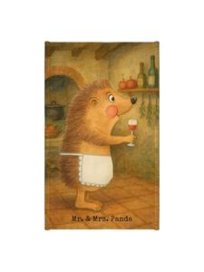 Mr. & Mrs. Panda Полотенце с изображением ежика и вина, без надписи, белого цвета