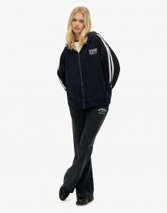 Свободная толстовка с капюшоном на молнии Superdry Athletic Essentials темно-синего цвета