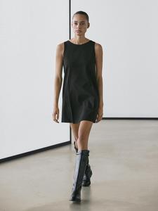 Мини-платье из смесовой шерсти Massimo Dutti, black
