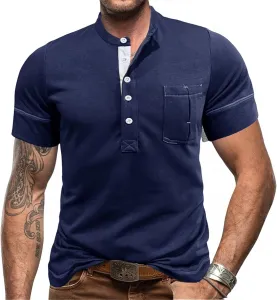 Мужская хлопковая рубашка хенли с коротким рукавом KGKQHKQ