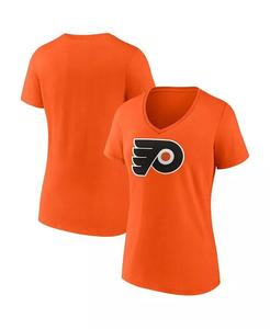 Женская оранжевая футболка с V-образным вырезом и логотипом команды Philadelphia Flyers Primary Fanatics