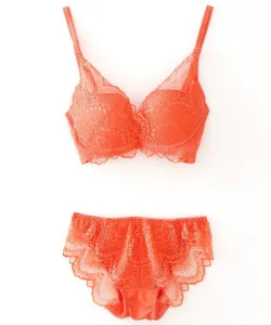 Комплект из двух предметов: кружевной бюстгальтер и шорты Pourvous, цвет Orange