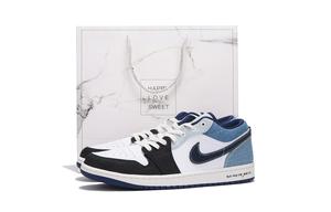 Jordan Баскетбольные кроссовки Air 1 с антискользящим и износостойким покрытием, низкие, винтажные, мужские, небесно-голубые