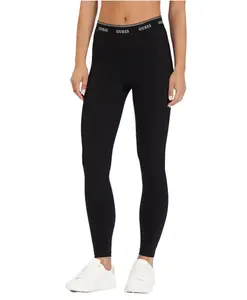Черный облегающий спортивный костюм с вшитым логотипом. Guess, черный
