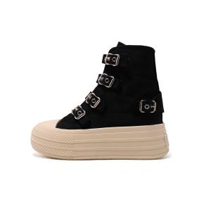 Yang Nianhua Женские высокие кросовки из прочного холста с защитой от истирания черные, цвет Black