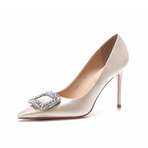 QITUMAUL Тонкие каблуки на шпильке женские шампань, цвет Champagne[Heel Height 9.5cm]