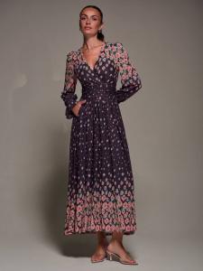 Флоральный миди-платье с зеркальным сетчатым узором Jolie Moi, Purple Floral