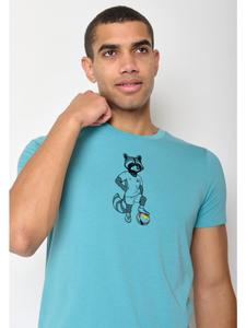 Футболка с изображением енота в цвете Лимоно-синий GreenBomb