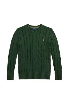 Вязаный свитер с круглым вырезом POLO RALPH LAUREN KIDS, зеленый