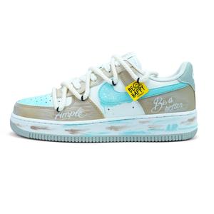 Nike Air Force 1 устойчивые к истиранию низкие скейтбордские обувь unisex khaki blue
