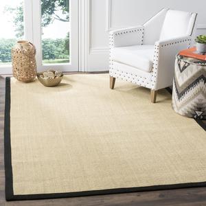 Ковер SAFAVIEH, 275 x 366 см, Natural Fiber Collection, Maize & Black, Border Sisal Design, Easy Care, идеально подходит для помещений с высокой проходимостью в гостиной, спальне (NF441A)