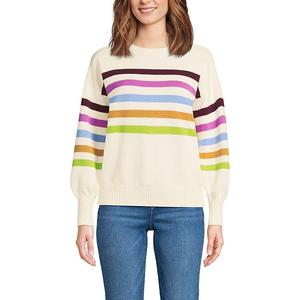 Свитер Petite drifter jersey crewneck Lands' End, Ivory Multi Stripe