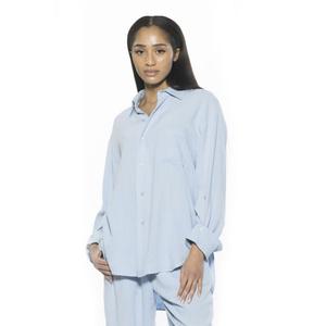 Женская рубашка бойфренда янтарного цвета с застежкой на пуговицы Alexia Admor, синий