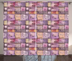 Розовая штора в деревенском стиле ABAKUHAUS, акварельные винтажные буквы, универсальные ленточные шторы для гостиной с петлями и крючками, 280 x 175 см, бледно-розовый, черный Abakuhaus