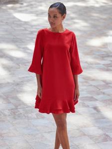 Мини-платье с оборками Sosandar, красный