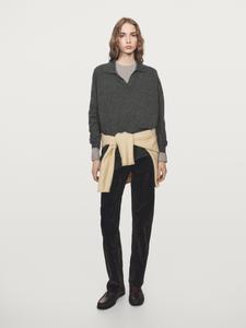 Кашемировый вязаный свитер оверсайз Massimo Dutti, medium grey