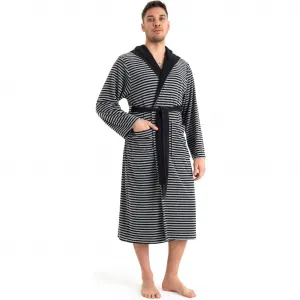 Мужской халат KangaROOS Luana, идеально подходит для сауны и спа, отельный халат, утренний халат, 1 шт., полосатый - мужской халат, полосатый, размеры S-4XL Kangaroos, черный/серый
