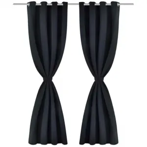 Плотные шторы FORSMANO 2 с металлическими люверсами для обеспечения приватности и блокировки света, можно стирать вручную, черные, 135 x 175 см Forsmano