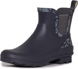 Женские резиновые дождевые сапоги Laura Ashley средней высоты до щиколотки, легкие водонепроницаемые ботинки для женщин, Grey Floral