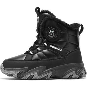 Антискользящие износостойкие легкие амортизирующие утепленные повседневные детские кроссовки Kids' BOBDOG, черный