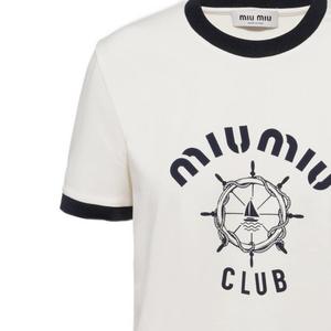 Укороченный топ женский белый Miu Miu