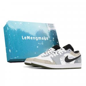 Jordan 1. Износостойкие низкие винтажные баскетбольные кроссовки унисекс, цвет: черный, белый, серый