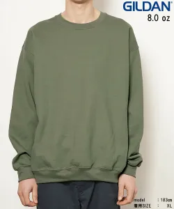 GILDAN (U) 8.0oz USA Oversized Crew Neck Pullover Sweatshirt with Light Brushed Lining, Solid Color, Long Sleeves, Gildan GL18000